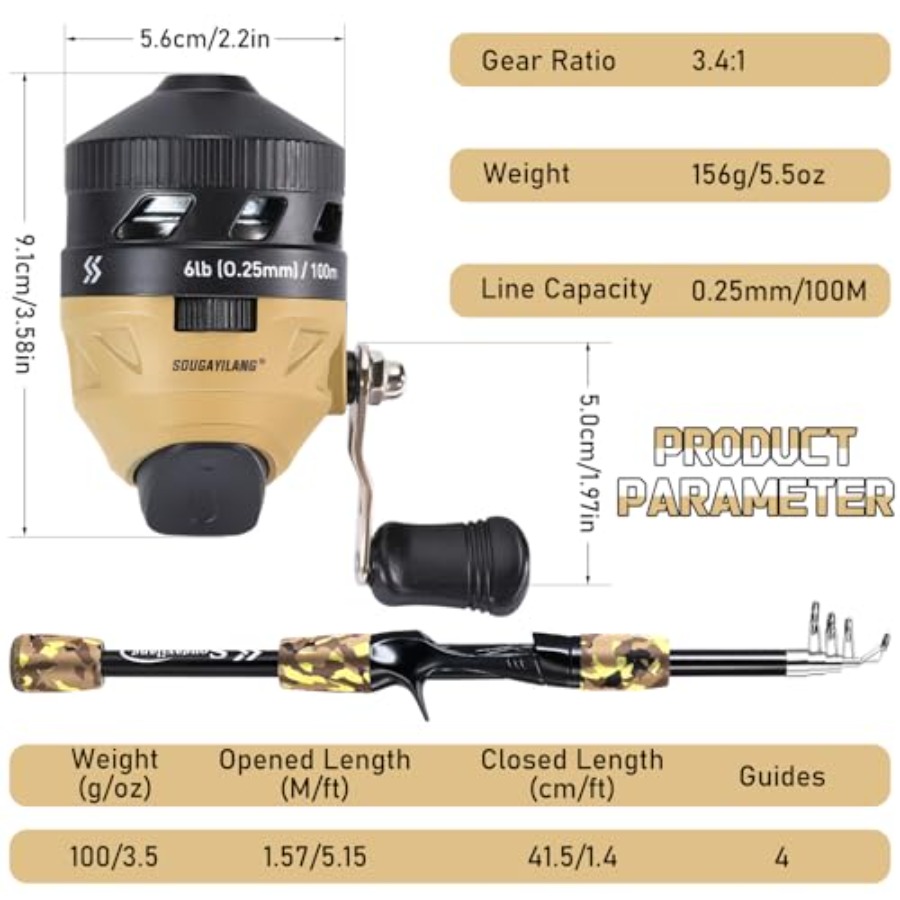 Fishing Rod and Reel Combo, Li - Spincast Reel ulasan dan harga