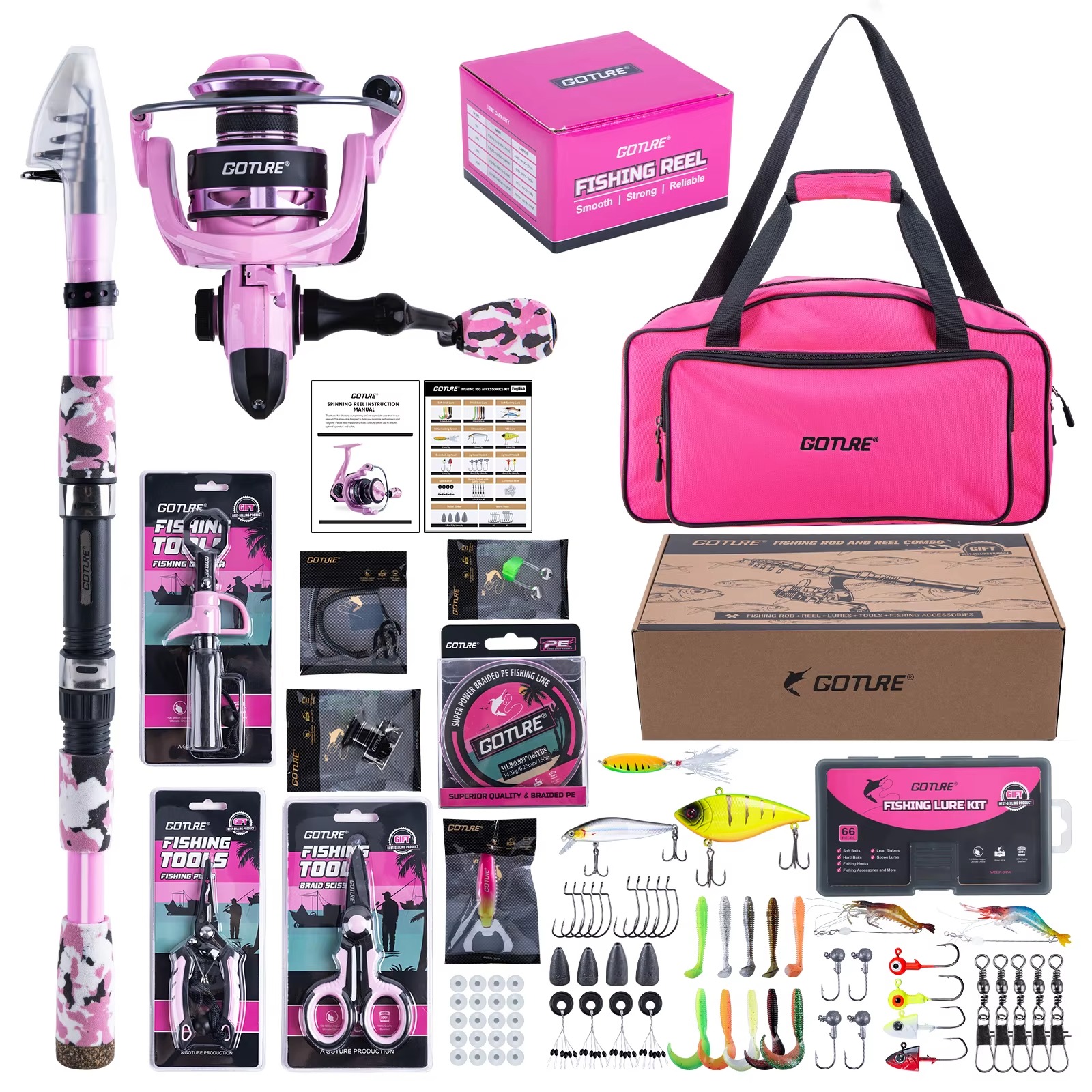 Goture Pink Fishing Rod and Re - Reel Bag ulasan dan harga